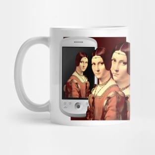 Renaissance lady on cell phone eternalized Mug